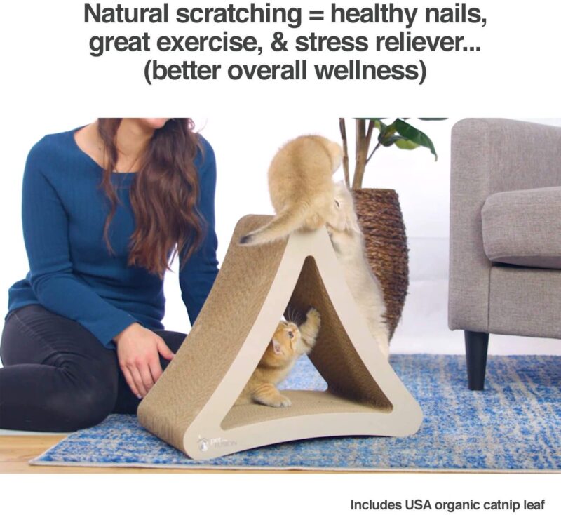 PetFusion 3-Sided Vertical Cat Scratching Post (Avail in 2 Sizes). [Multiple Scratching Angles to Match Your Cat's Preference]