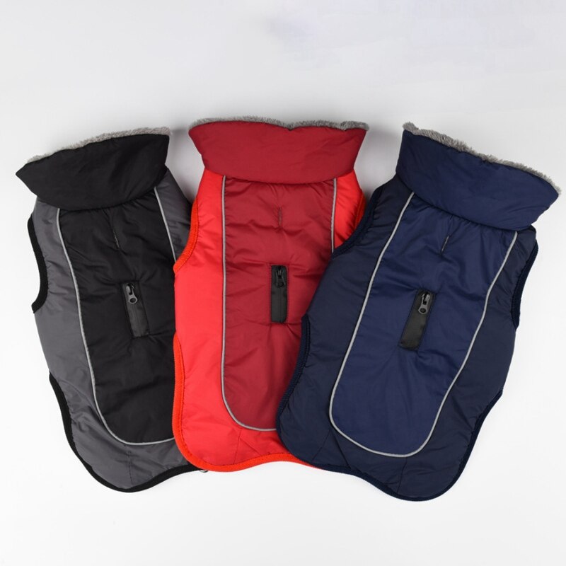 Waterproof Dog Clothes for Large Dogs Winter Warm Big Dog Jackets Padded Fleece Pet Coat Safety Reflective Design Dog Clothing