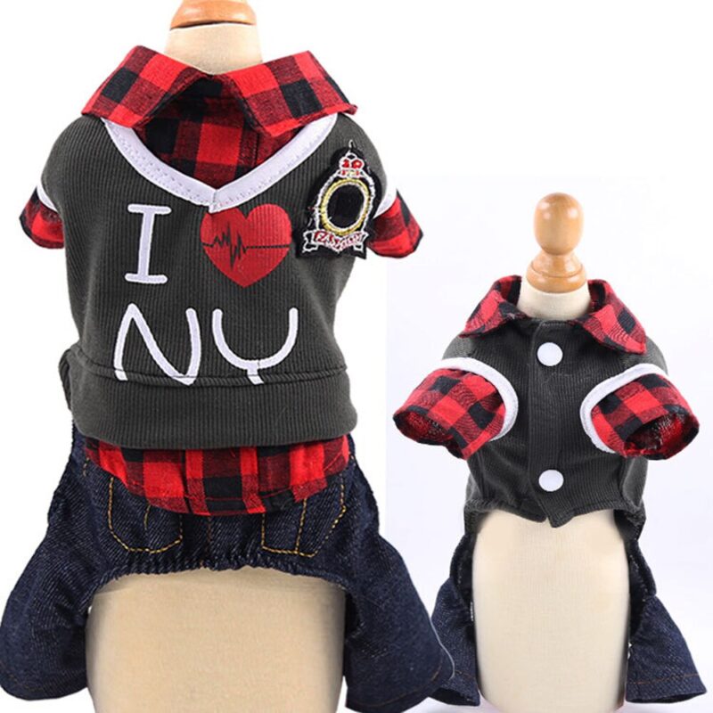1 Pcs Autumn And Winter New College Wind Pet Clothes Couple Models Four Feet Clothes Two Feet Skirt Dog Cat Pet Clothes Supplies