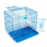 Folding Metal Dog Crate Foldable Pet Cat Cage Kennel Double-Door Easy Install Pink Blue S size for Small pet 45*30*38CM