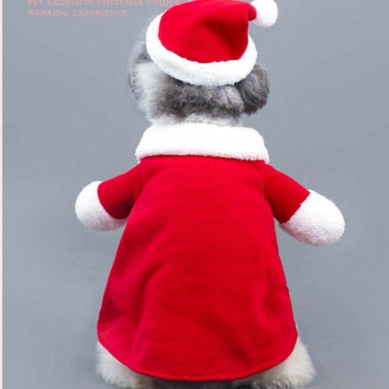 Winter Pet Dog Cat Red Fleece Velvet Thick Warm Christmas Clothes Santa Claus Costume Suit Sets