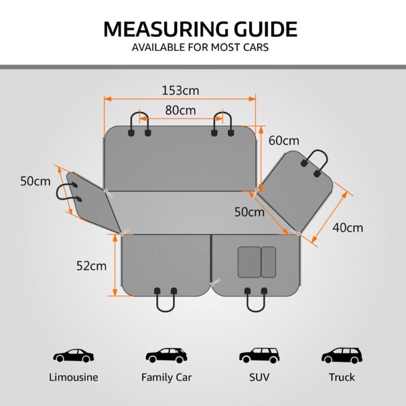 Dog Car Seat Cover Waterproof Dog Car Hammock Pet Dog Carrier Car Back Seat Mat Cushion Protector With Zipper and Pocket