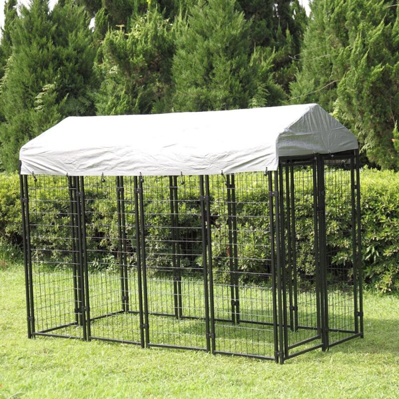 Pet Dog Crate Pet Kennel Cage Puppy Playpen Wire Animal Metal Camping Indoor Outdoor Cages Exercise Crates For Large Dog AKC6406 (Black)
