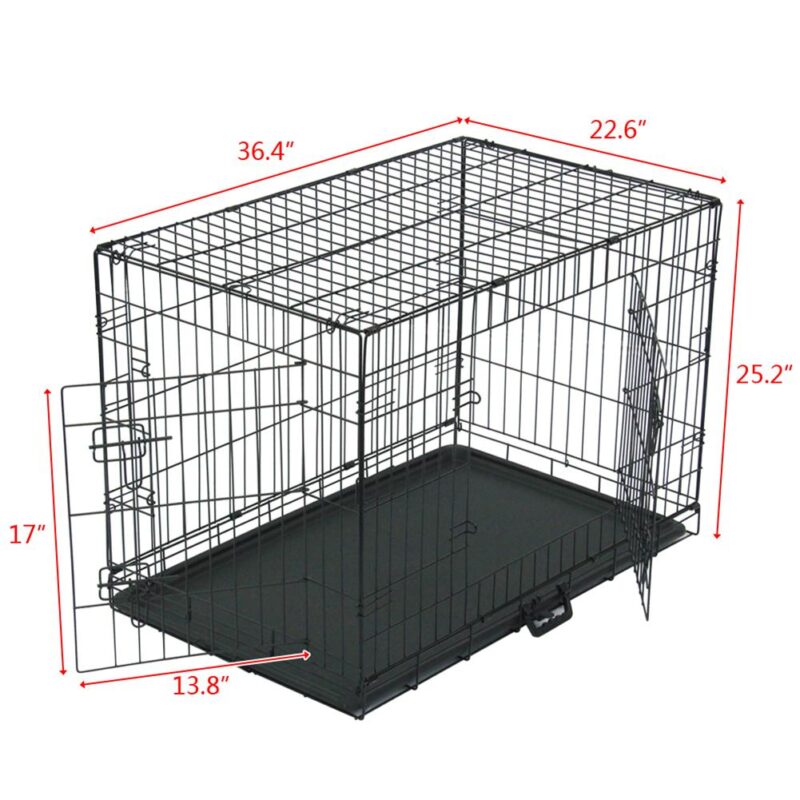 Portable 36" Pet Kennel Cat Dog House Folding Steel Crate Animal Playpen Wire Metal Products Security Gate Supplies For Rabbit