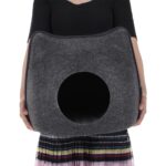Detachable Natural felt Cat Bed Breathable Cat Pet Cave Dark Gray Cat Bed House With Cushion for Pets Cats Pet Accessories