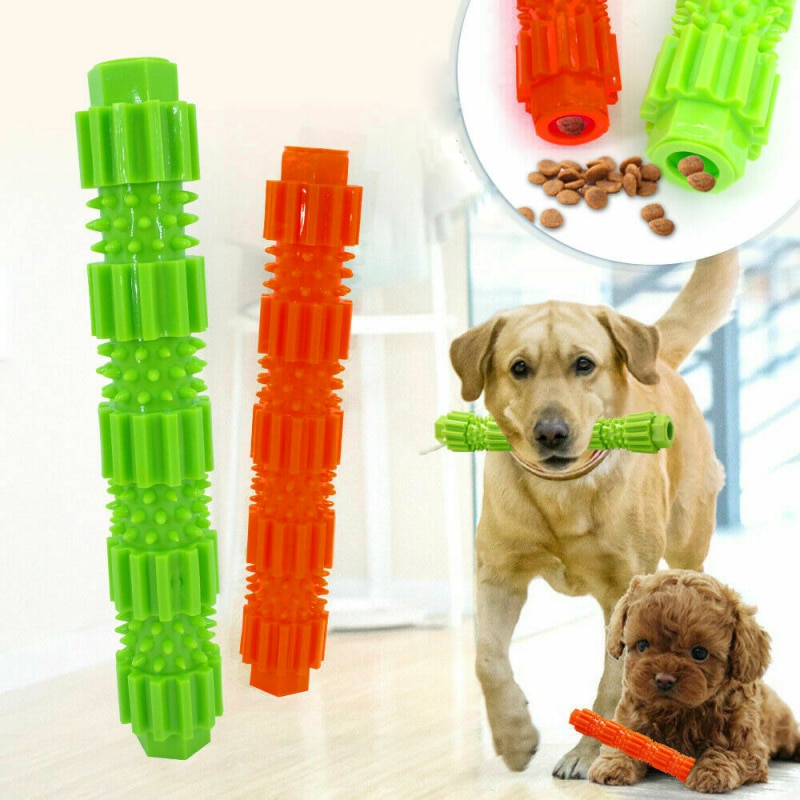 Dog Chew Toy For Aggressive Chewers Treat Dispensing Rubber Teeth Cleaning Toy TPR Bite-resistant Food Molar Rod Pet Toothbrush