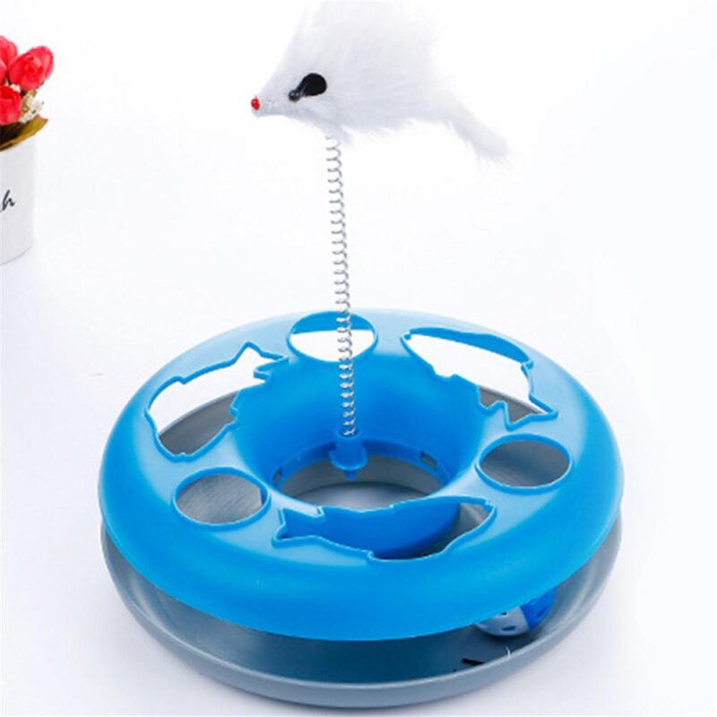 Pet Cat Toys Turntable Spring Mouse Toy Plastic Cat Carousel Puzzle Crazy Amusement Disk Cat Kitten Teaser Pet Interactive Toys