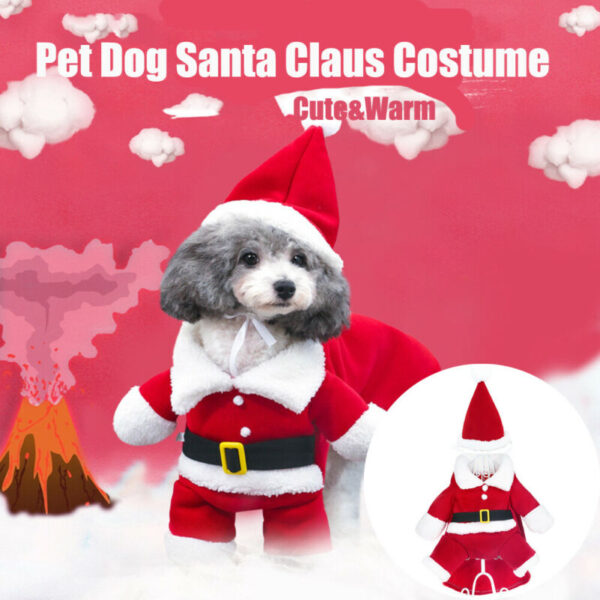 Winter Pet Dog Cat Red Fleece Velvet Thick Warm Christmas Clothes Santa Claus Costume Suit Sets