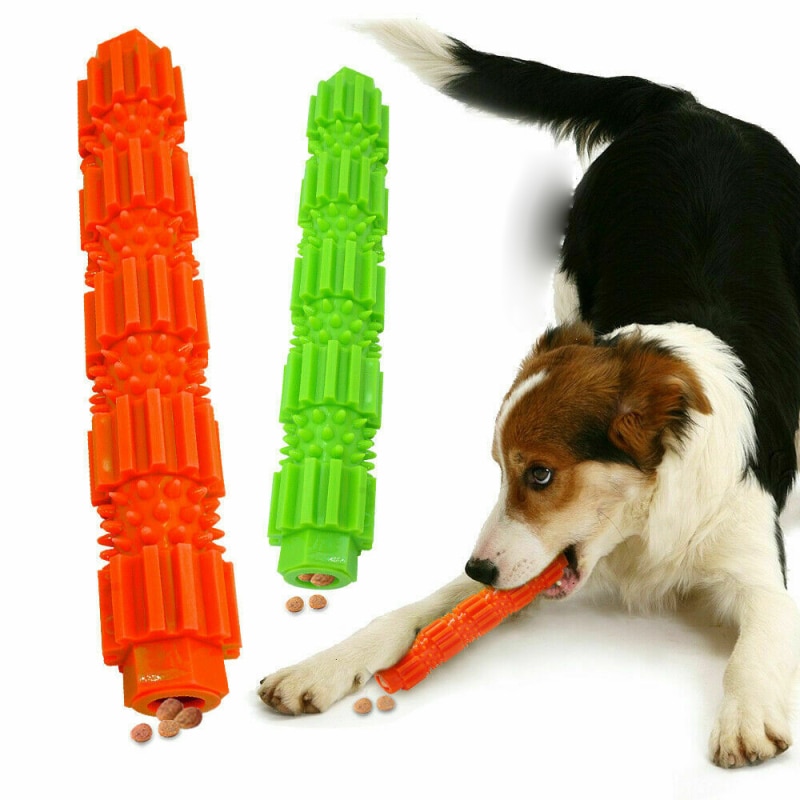 Dog Chew Toy For Aggressive Chewers Treat Dispensing Rubber Teeth Cleaning Toy TPR Bite-resistant Food Molar Rod Pet Toothbrush