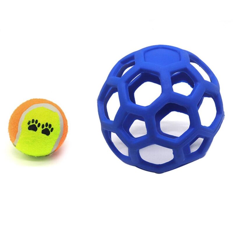 Dog Puppy Cat Pet Chew Toy Hollow Bell Tennis Ball Chew Scratch Playing Training Molar Pet Toy Interactive Pet Training Products