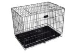 Folding Metal Dog Crate Foldable Pet Cat Cage Kennel Double-Door Easy Install Pink Blue S size for Small pet 45*30*38CM