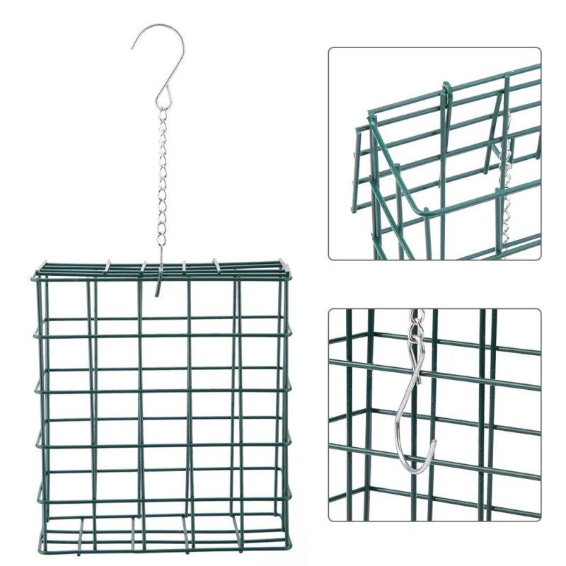 Hanging Metal Cage Food Feeding Container Portable Outdoor Wild Birds Feeder Garden Decoration Pet Bird Feeder Bucket