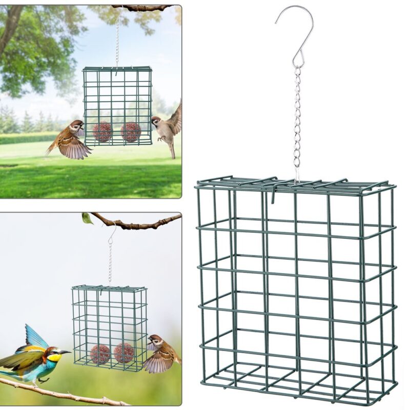 Hanging Metal Cage Food Feeding Container Portable Outdoor Wild Birds Feeder Garden Decoration Pet Bird Feeder Bucket