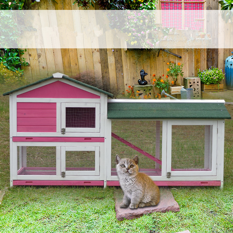 Wooden rabbit cage Anti-spray luxury double layer Drawer style Rabbit's Nest Pet cage Cat House Pigeon cage villa