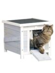 Solid wooden rabbit house dog house dog cage cat house building kennel cage coop (Blue L)