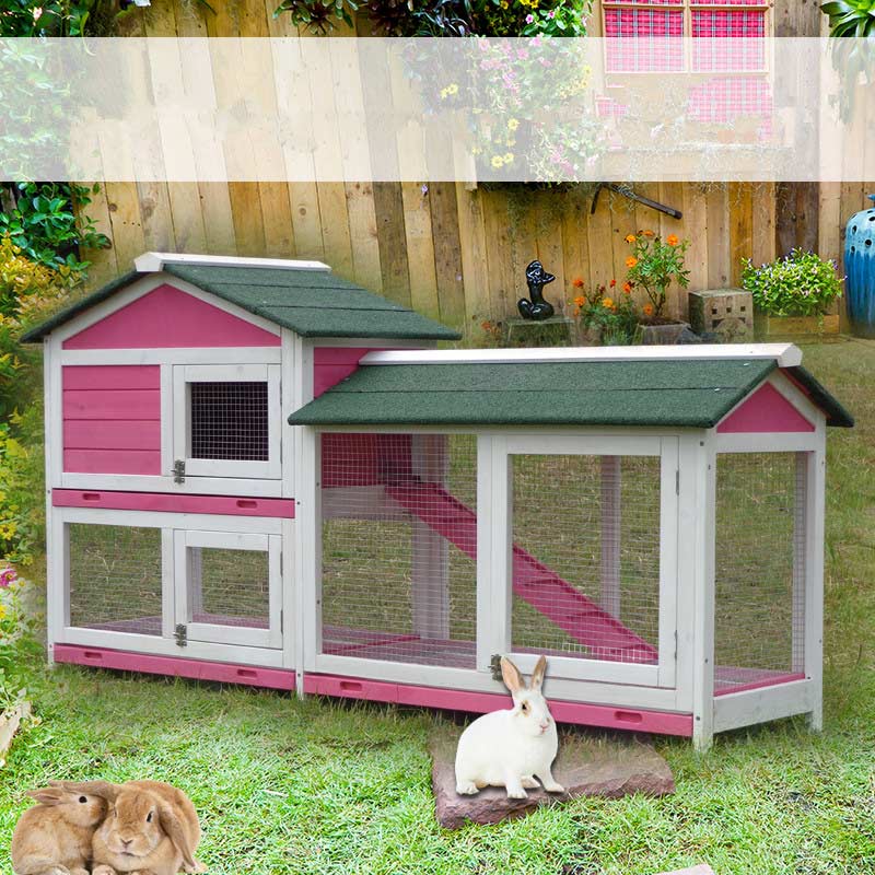 Wooden rabbit cage Anti-spray luxury double layer Drawer style Rabbit's Nest Pet cage Cat House Pigeon cage villa