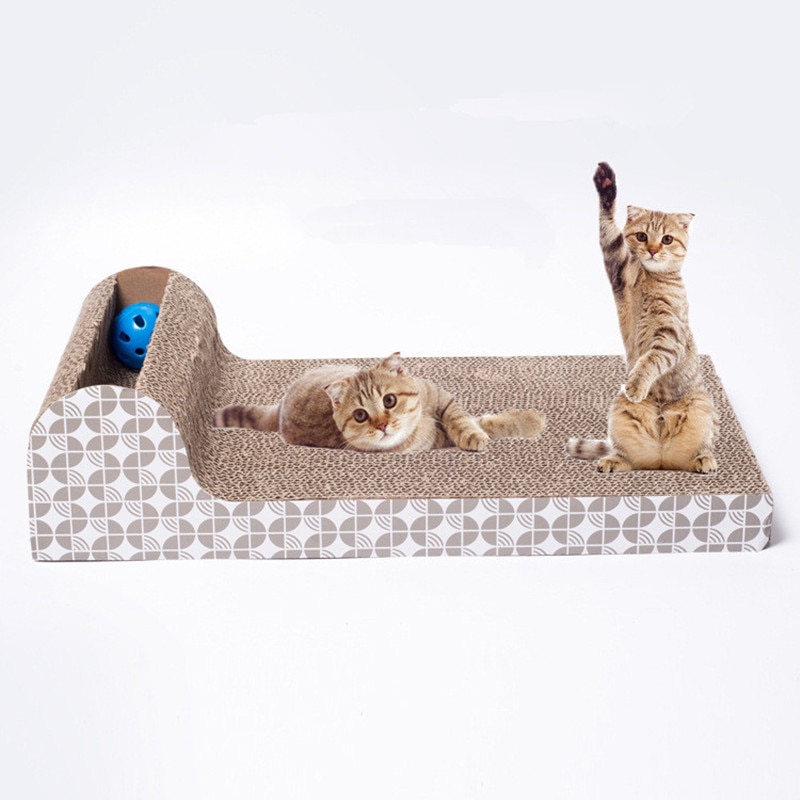 Pet Dog Cat Kitten Corrugated cat Scratch Board Pad Scratcher Bed Mat Claws Care Interactive Toy For Pet Training Cat toys (Light Grey 45x25x11cm)