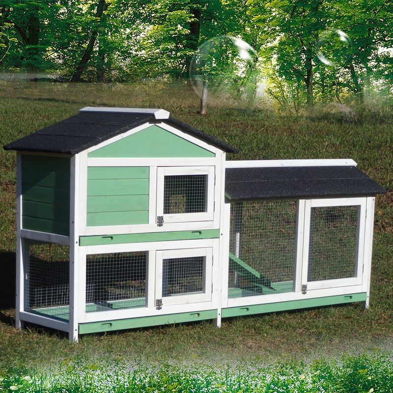 Wooden rabbit cage Anti-spray luxury double layer Drawer style Rabbit's Nest Pet cage Cat House Pigeon cage villa