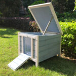 Solid wooden rabbit house dog house dog cage cat house building kennel cage coop (Blue L)