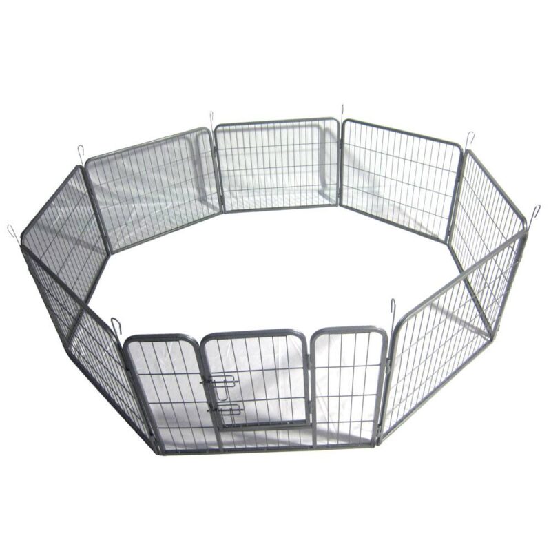 24" Dog Pet Playpen Heavy Duty Metal Exercise Fence Hammigrid 8 Panel Silver (M)