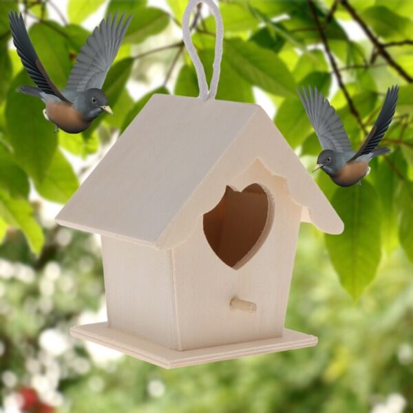 Bird Nest Natural Wood House DIY Creative Heart Shaped Parrot Parakeet Hanging JUL-28A (LIKE PIC)