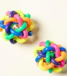 1 piece dog cat squeaky toy Colorful twist ball with bell pet dog training toys TPR environmental puppy rainbow ball pet toys (as picture M)