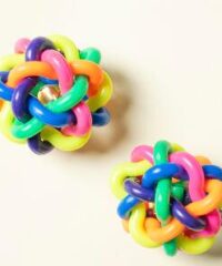 1 piece dog cat squeaky toy Colorful twist ball with bell pet dog training toys TPR environmental puppy rainbow ball pet toys (as picture M)