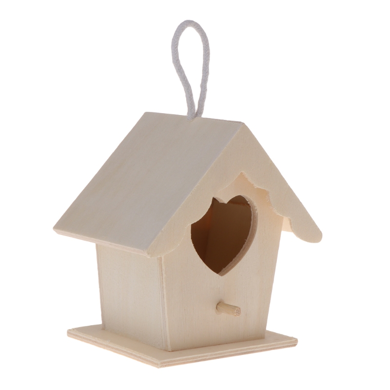 Bird Nest Natural Wood House DIY Creative Heart Shaped Parrot Parakeet Hanging JUL-28A (LIKE PIC)