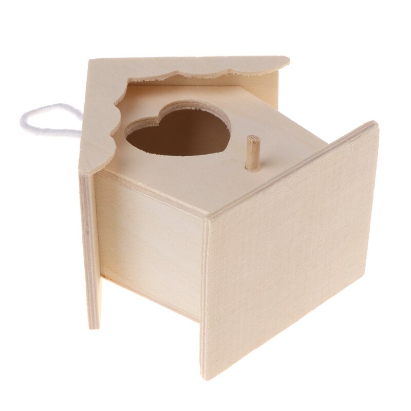 Bird Nest Natural Wood House DIY Creative Heart Shaped Parrot Parakeet Hanging JUL-28A (LIKE PIC)