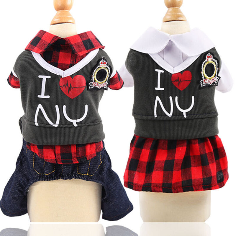 1 Pcs Autumn And Winter New College Wind Pet Clothes Couple Models Four Feet Clothes Two Feet Skirt Dog Cat Pet Clothes Supplies