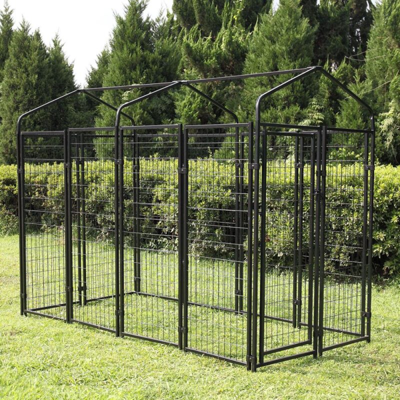 Pet Dog Crate Pet Kennel Cage Puppy Playpen Wire Animal Metal Camping Indoor Outdoor Cages Exercise Crates For Large Dog AKC6406 (Black)