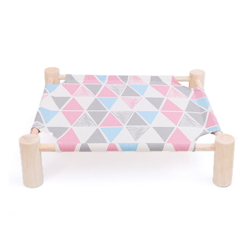 Elevated Cat Bed House Cat Hammocks Bed Wood Canvas Cat Lounge Bed for Small Dogs Rabbit Cats Durable Canvas Pet House Supplies