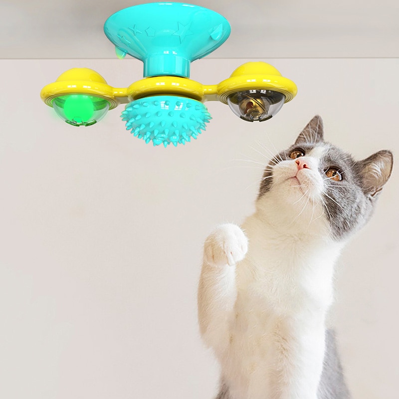 Pet Toys For Cats Interactive Puzzle Training Turntable Windmill Ball Whirling Toys For Cat Kitten Play Game Cat Supplies