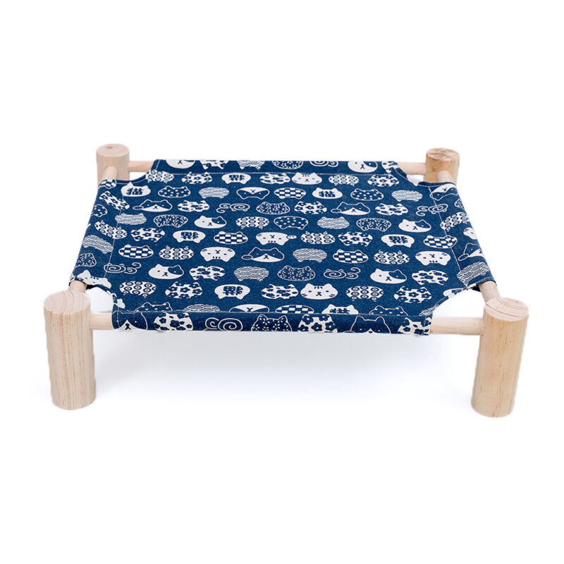 Elevated Cat Bed House Cat Hammocks Bed Wood Canvas Cat Lounge Bed for Small Dogs Rabbit Cats Durable Canvas Pet House Supplies