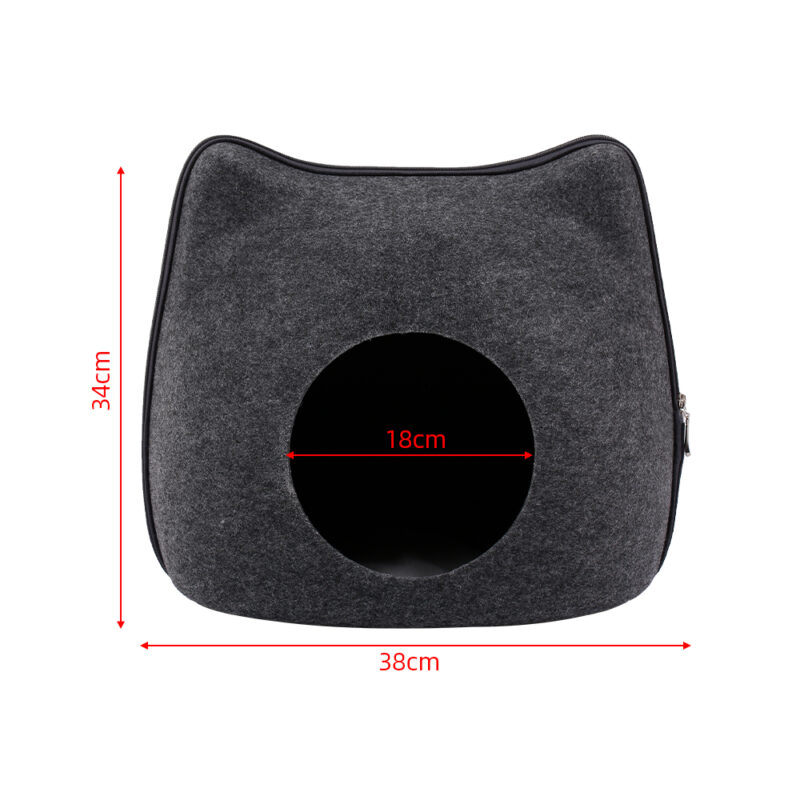 Detachable Natural felt Cat Bed Breathable Cat Pet Cave Dark Gray Cat Bed House With Cushion for Pets Cats Pet Accessories