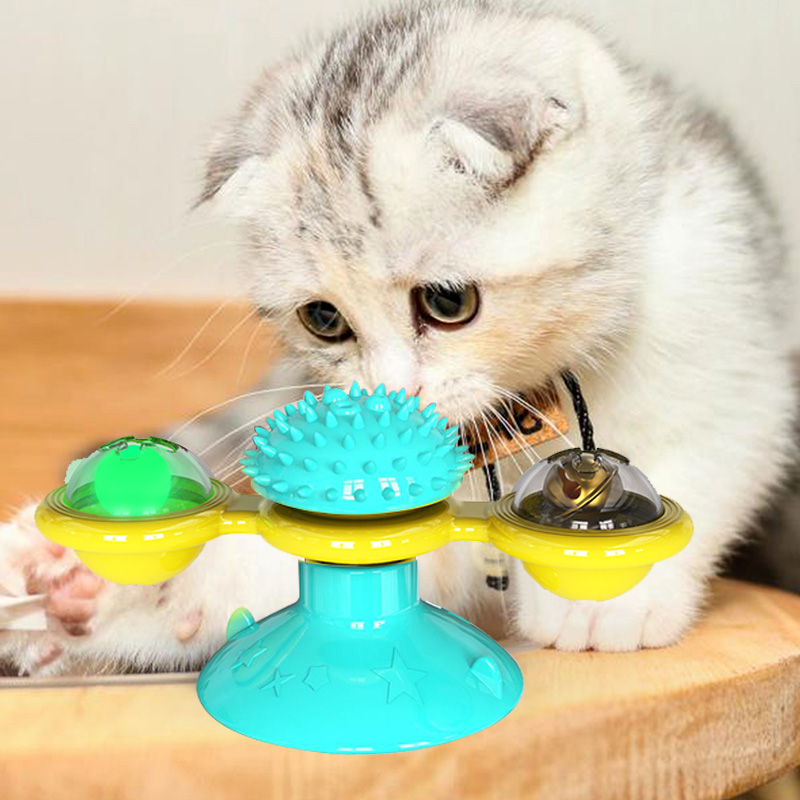 Pet Toys For Cats Interactive Puzzle Training Turntable Windmill Ball Whirling Toys For Cat Kitten Play Game Cat Supplies