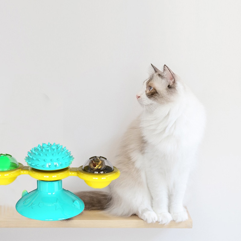 Pet Toys For Cats Interactive Puzzle Training Turntable Windmill Ball Whirling Toys For Cat Kitten Play Game Cat Supplies