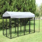 Pet Dog Crate Pet Kennel Cage Puppy Playpen Wire Animal Metal Camping Indoor Outdoor Cages Exercise Crates For Large Dog AKC6406 (Black)
