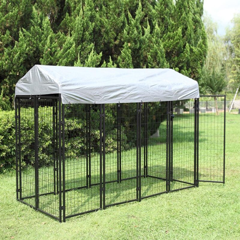 Pet Dog Crate Pet Kennel Cage Puppy Playpen Wire Animal Metal Camping Indoor Outdoor Cages Exercise Crates For Large Dog AKC6406 (Black)