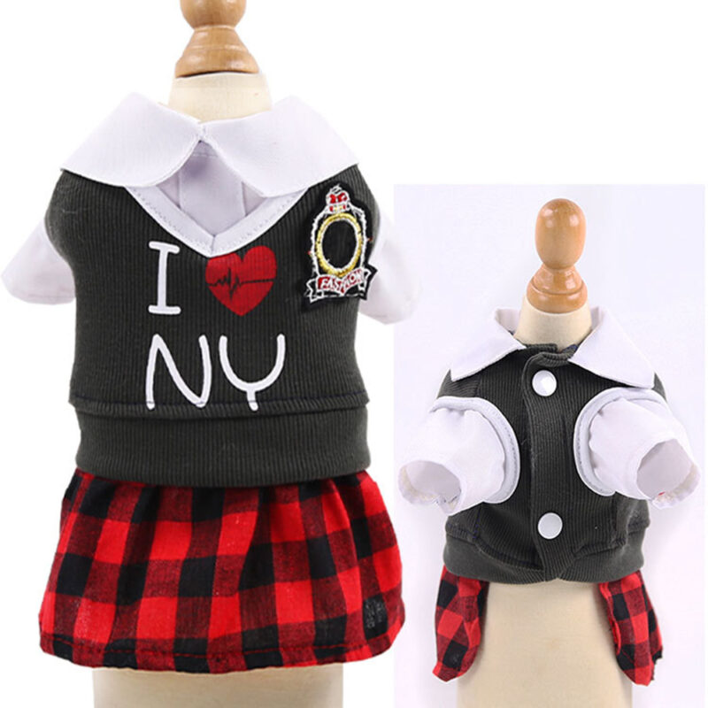 1 Pcs Autumn And Winter New College Wind Pet Clothes Couple Models Four Feet Clothes Two Feet Skirt Dog Cat Pet Clothes Supplies