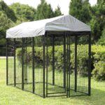 Pet Dog Crate Pet Kennel Cage Puppy Playpen Wire Animal Metal Camping Indoor Outdoor Cages Exercise Crates For Large Dog AKC6406 (Black)