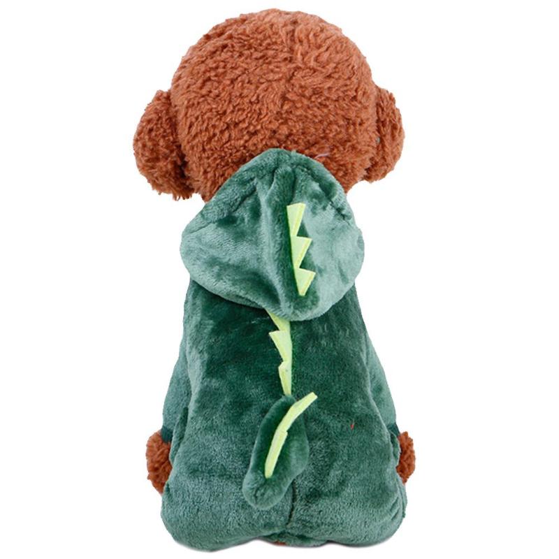 Pet Dog Clothes Coral Velvet Dinosaur Cute Coat Puppy Winter Fleece Outfits Green Festival Halloween Party Costume Dog Cat Dress