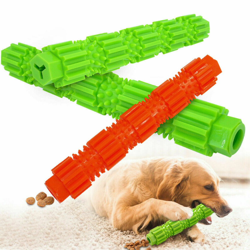 Dog Chew Toy For Aggressive Chewers Treat Dispensing Rubber Teeth Cleaning Toy TPR Bite-resistant Food Molar Rod Pet Toothbrush