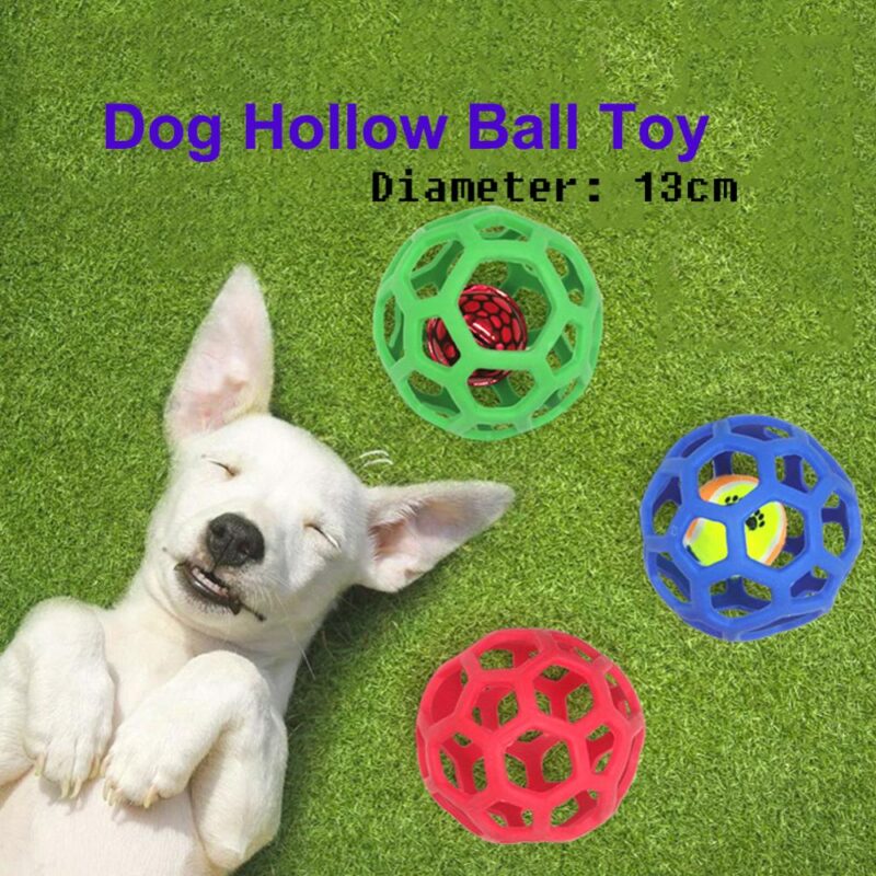 Dog Puppy Cat Pet Chew Toy Hollow Bell Tennis Ball Chew Scratch Playing Training Molar Pet Toy Interactive Pet Training Products