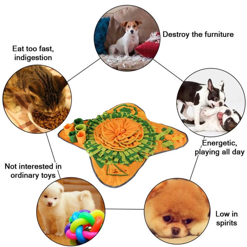 Pet Dog Sniffing Mat Dog Puzzle Toy Pet Snack Feeding Mat Boring Interactive Game Training Blanket Snuffle Feeding Training Mat