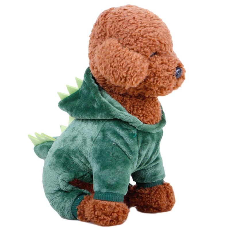 Pet Dog Clothes Coral Velvet Dinosaur Cute Coat Puppy Winter Fleece Outfits Green Festival Halloween Party Costume Dog Cat Dress