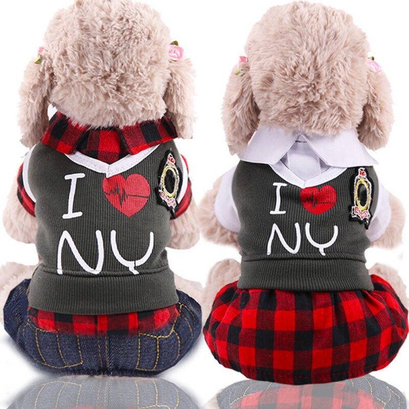 1 Pcs Autumn And Winter New College Wind Pet Clothes Couple Models Four Feet Clothes Two Feet Skirt Dog Cat Pet Clothes Supplies